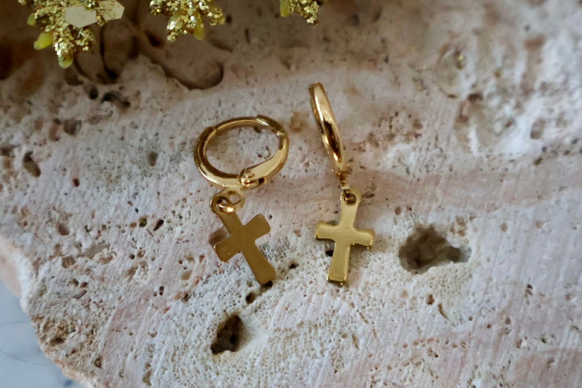 The Gold Cross Earrings